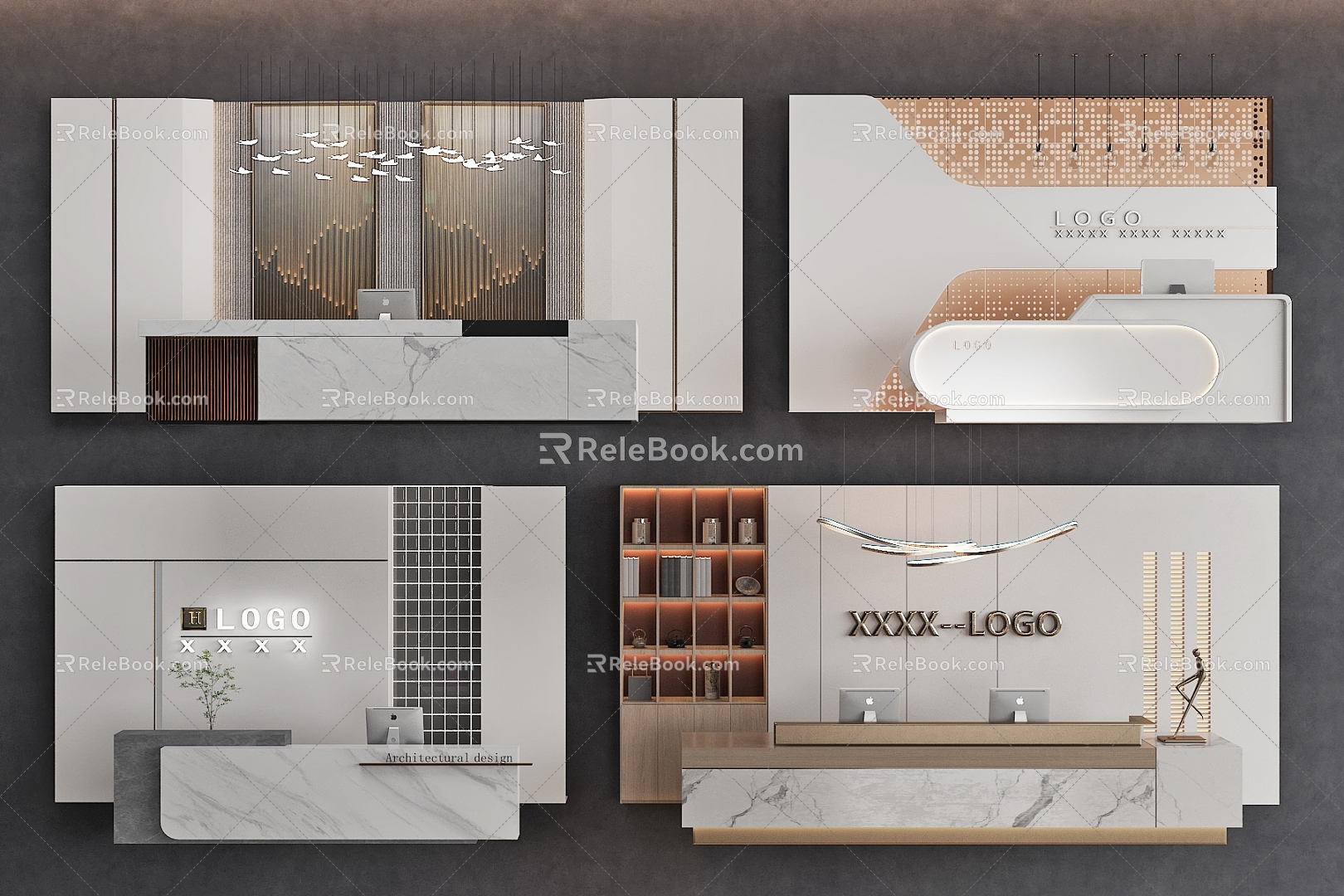 Image wall background wall company reception 3d model