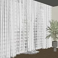 Light Filtering White Sheer Curtains Hanging By Window With Green Plant In Bright Indoor Space