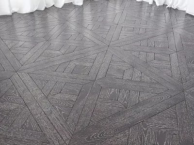 Elegant Dark Wood Flooring With Intricate Geometric Parquet Pattern Design 3d model