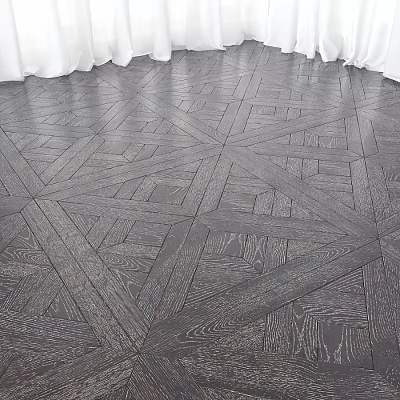 Elegant Dark Wood Flooring With Intricate Geometric Parquet Pattern Design 3d model