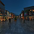 Vibrant Commercial Street Night View With Luxury Stores Pedestrians And Outdoor Seating Areas