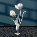 Modern Floral Display With Purple Tulips White Base And Soft Shadow Effects