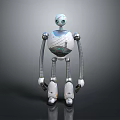 White Silver Robot Game Movie Character With Blue Eyes Mechanical Design