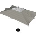 Outdoor Light Gray Sunshade Umbrella with Black Pole and Stable Base 3d model