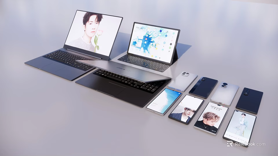 Latest Smartphones Laptops And Digital Devices In Modern Multi Device Tech 3d model 