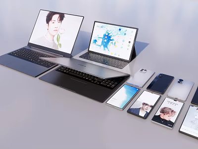Latest Smartphones Laptops And Digital Devices In Modern Multi Device Tech 3d model