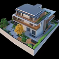 Modern Detached Villa Exterior Design With Garden Greenery Parking Space And Balcony