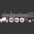 Vintage Red Gray Steam Train Model With Wheels Chimneys 3D Design 3d model