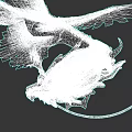 Large Avian Creature with Purple Gold Feathers Clutches Dragon Creature with Glowing Yellow Blue Details