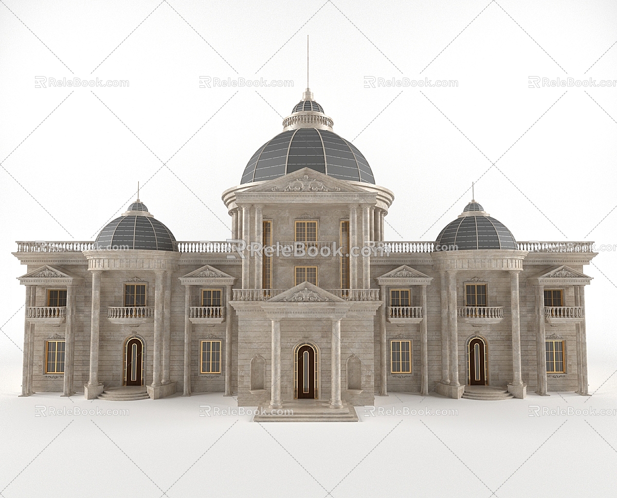 Classic European-style Palace Single-family Villa Office Administration Building Hotel High-end Architecture Famous Seaside Row Ancient Town Resort Classic House Area 3d model