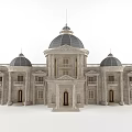 Detached Villa With Stone Exterior Symmetrical Design Central Dome Arched Porch And Classical Windows