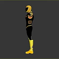 Futuristic Superhero Costume In Black Yellow Orange With Glowing Eyes And Reflective Boots