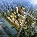 Aerial Planning View Of Urban Residential Area With High Rise Buildings Green Spaces And Roads