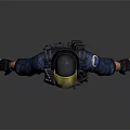 SWAT Character in Blue Uniform With Yellow Helmet and Tactical Vest Standing Pose 3d model