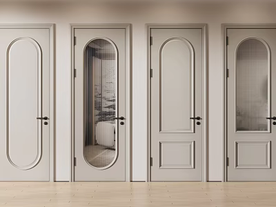 Modern White Hinged Doors With Glass Panels And Panel Designs For Interior 3d model
