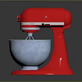 Sleek Red Stand Mixer Featuring Shiny Silver Mixing Bowl And Smooth Base Design
