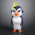 Cartoon Penguin Character With Yellow Crest Orange Beak Orange Feet And Fierce Expression