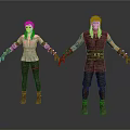 Medieval Male Character Wearing Leather Vest with Female Companion Standing in 3D Render
