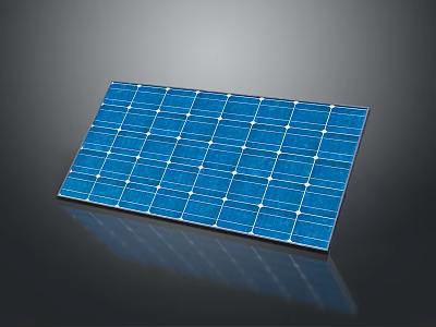 Blue Solar Panel As Efficient Daily Electrical Appliance For Home Energy Use 3d model