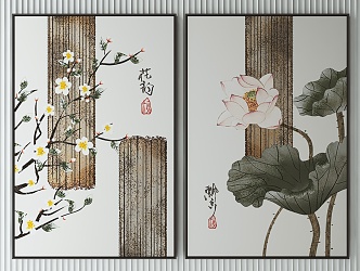 New Chinese Plant Painting Decorative Painting 3d model