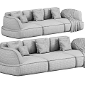 Plush Modern Sofas In Various Colors Featuring Cushions And Blanket For Interior Design 3d model