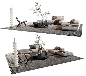 Modern sofa coffee table combination 3d model