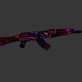 Vibrant Multicolored AK Rifle Featuring Purple Blue Orange Patterned Design