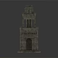 Ancient Stone Building With Tower Structure Columns Front Steps And Detailed Carvings 3d model