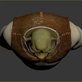 3D Monster Character With Green Skin Small Horns Brown Vest Round Body And Funny Expression