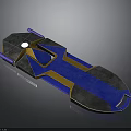 Blue And Yellow Geometric 3D Model With Modern Flat Surface Design