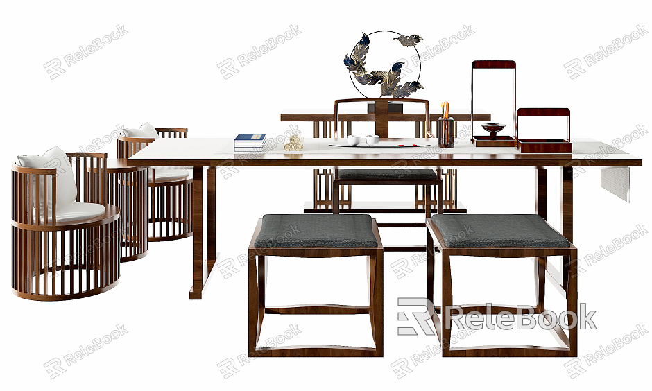 New Chinese Style Desk and Chair Solid Wood Desk and Chair model