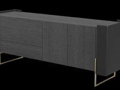 Modern Console Side Cabinet Design With Wooden Structure Metal Legs And Storage Drawers 3d model