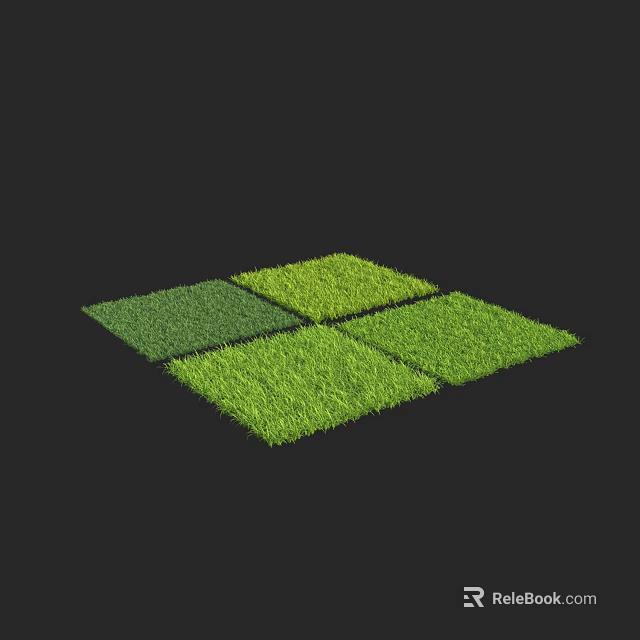Green Grass Turf Patches With Various Shades In Square Arrangement Design 3d model 