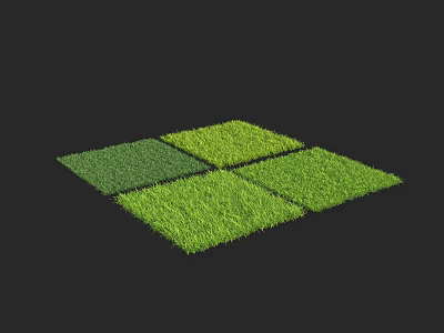 Green Grass Turf Patches With Various Shades In Square Arrangement Design 3d model