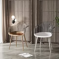 Modern Transparent Backrest Dining Chairs With Golden White Legs Wooden Slatted Backdrop