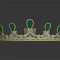 Golden Decorative Crown With Green Gemstones And Ornate Intricate Design Details