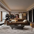 Modern Living And Dining Room Interior With Sofa Dining Table City View And Pendant Lights