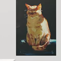 Vibrant Orange Tabby Cat Animal Painting With Warm Light And Dark Background