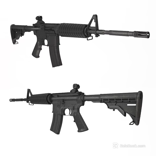 Modern Tactical Rifles With Black Finish Adjustable Stocks And Picatinny Rails 3d model 