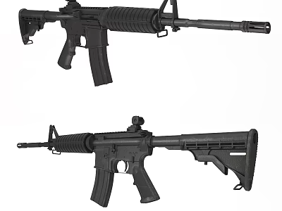 Modern Tactical Rifles With Black Finish Adjustable Stocks And Picatinny Rails 3d model