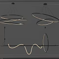 Sleek Contemporary Chandelier Design With Circular Curved Shapes And Illuminated LED Lighting
