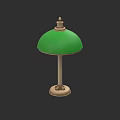 Simple Table Lamp With Green Lampshade Light Colored Pole And Wooden Base 3d model