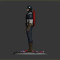 Captain America Game Movie Character In Blue Uniform Star Emblem Red Cape American Flag Base
