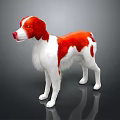 3D Rendered Red and White Dog Standing on Dark Background with Reflection