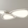 Modern Ceiling Lights With Circular Radial Pattern LED Strip And Irregular White Frame Design 3d model