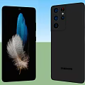 Samsung Black Smartphone Featuring Rear Camera Module And Feather Screen Design 3d model