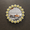 Cream Style Decorative Mirror Flower Hanging Mirror Round Mirror Dressing Makeup Mirror Wall Decoration Bathroom Mirror 3d model