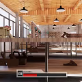 Book Art Studio Spacious Bright Interior With Wooden Ceiling Tables Black Pendant Lights And Windows
