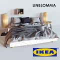 IKEA Modern Bedroom With Gray Bedding Lamps And Side Table