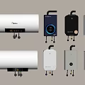Daily Appliances Featuring Different Types of Water Heaters in Various Colors and Brands